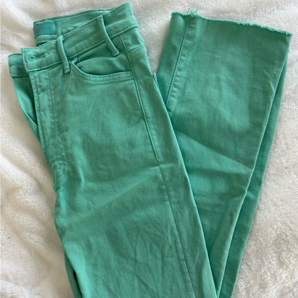MOTHER Women's Ankle Crop Jeans in Mint Green